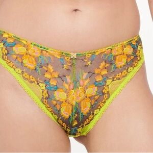 NWT Savage X Fenty by Rihanna Brazilian Neon Wild Bunch Lace Panty Sz Medium